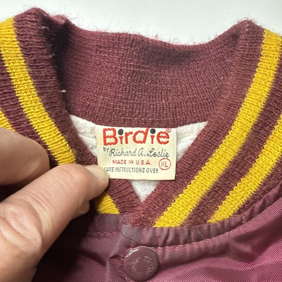 Vtg Birdie Satin Jacket Men Sz XL MMAA Basketball 1982 Runner Up Maroon MN - Picture 2 of 14
